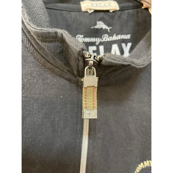 Tommy Bahama Relax Mens 1/4 Zip Pullover Sweater Jacket Black Solid Marlin XXL - Picture 3 of 9